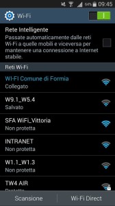 Schermata connessione wifi