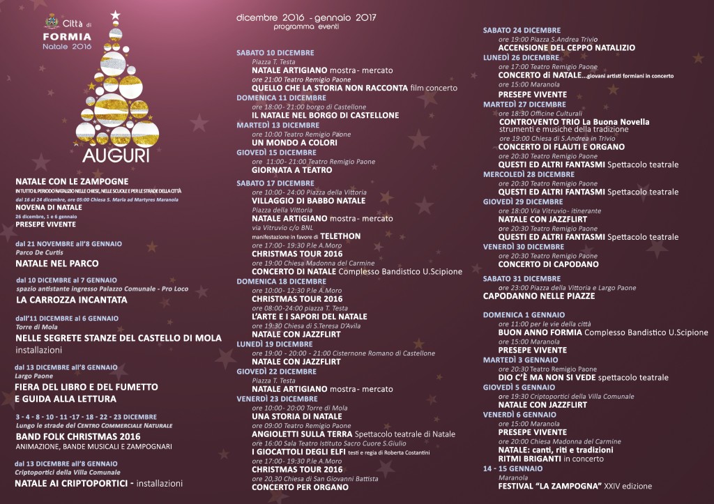 Il programma completo Natale 2016