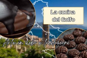 biscotti al cioccolato e scorcio del golfo di gaeta